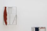 Exhibition view Kunstpavillon with three aluminium sculptures with fabrics